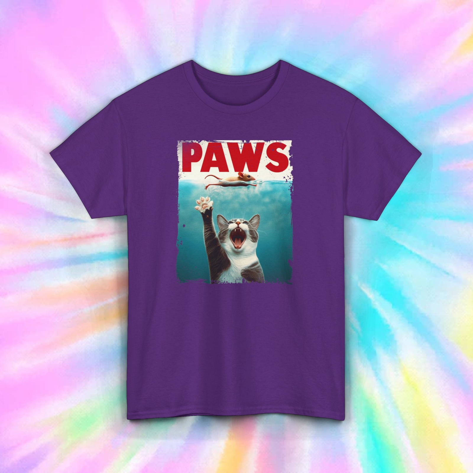 Paws T-Shirt | Funny Cat Jaws Parody Graphic Tee | S-5XL