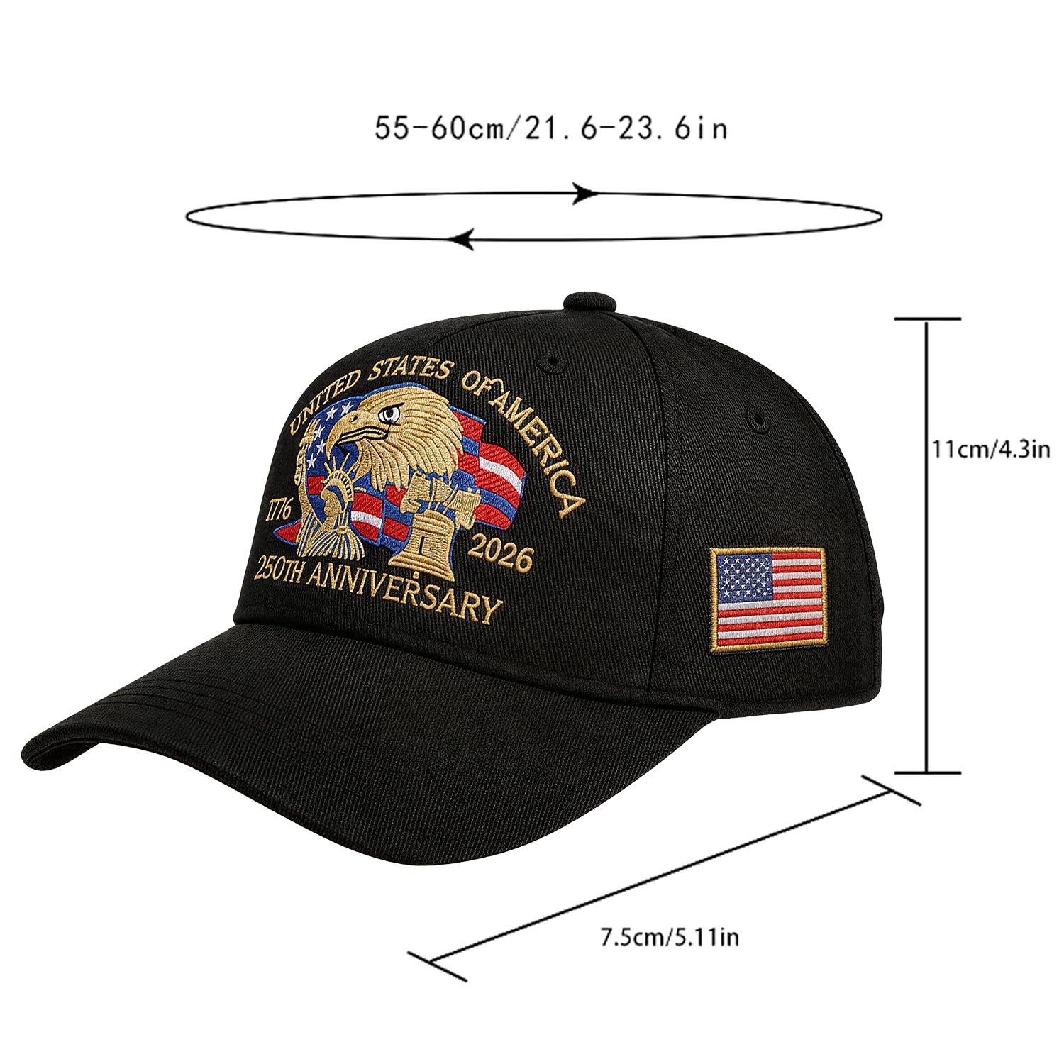 250th Anniversary USA Hat Adjustable United States 250th Anniversary Hat Ret…