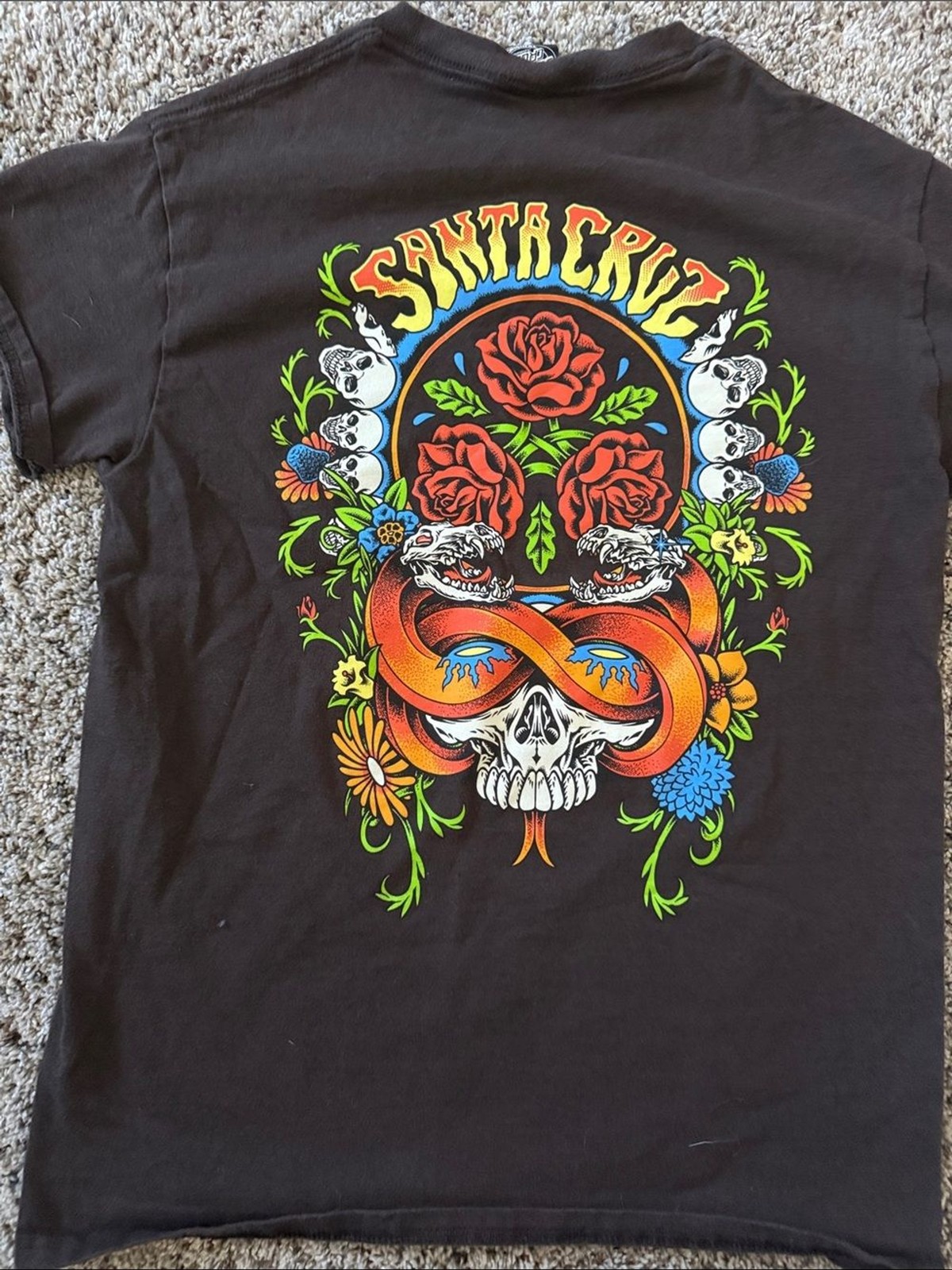 Santa Cruz Skateboards Brown Tee with Yellow and Red Logo