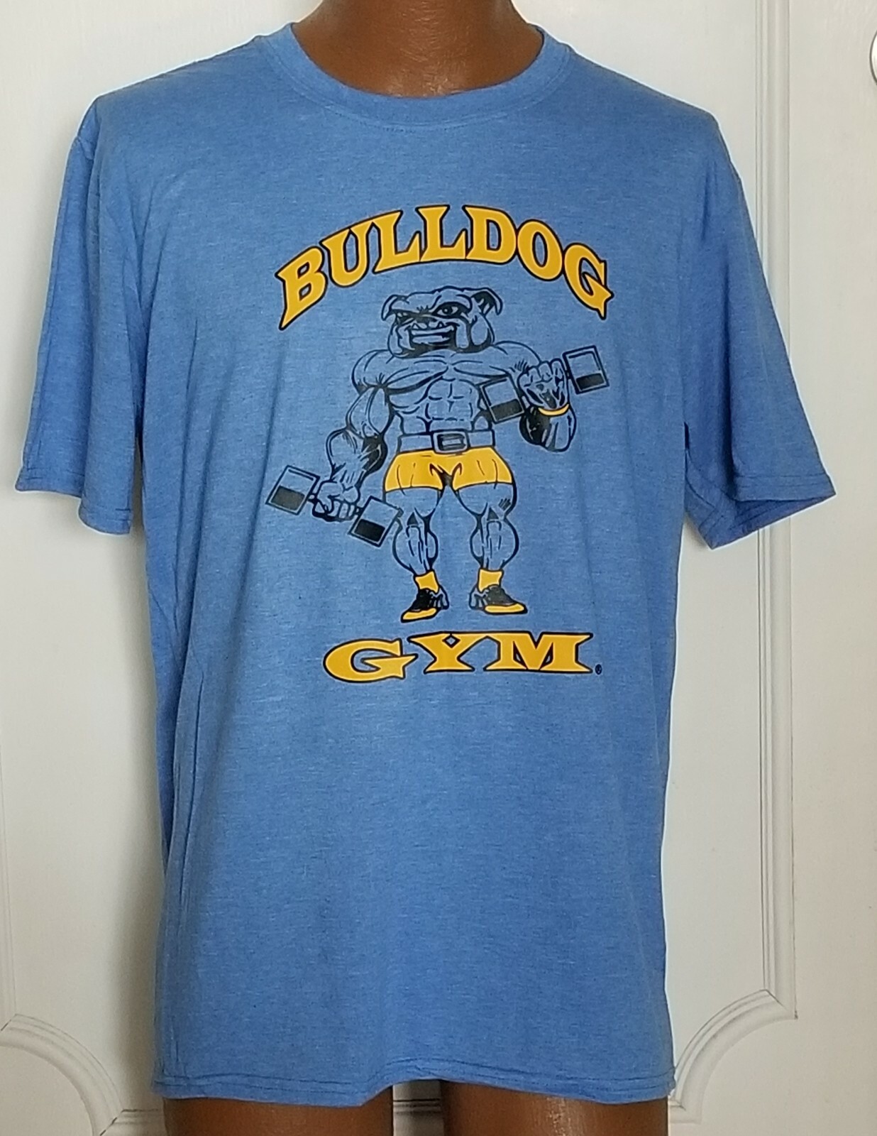 Bulldog Gym Muscle Workout Bodybuilding Royal / Vintage Gold T-Shirt NEW M L XL