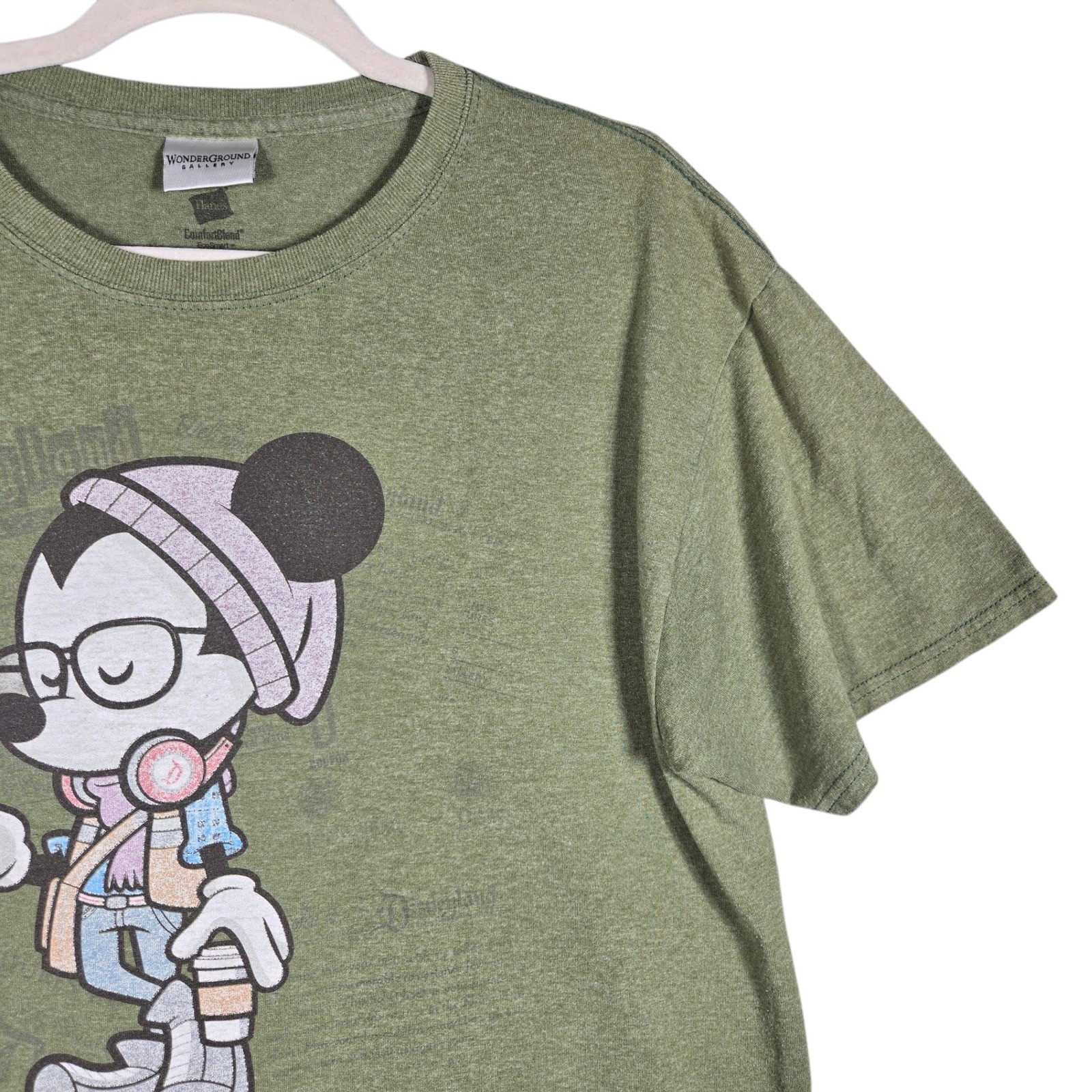 Disney WonderGround Gallery Mickey Mouse Hipster T-Shirt Medium Heather Green