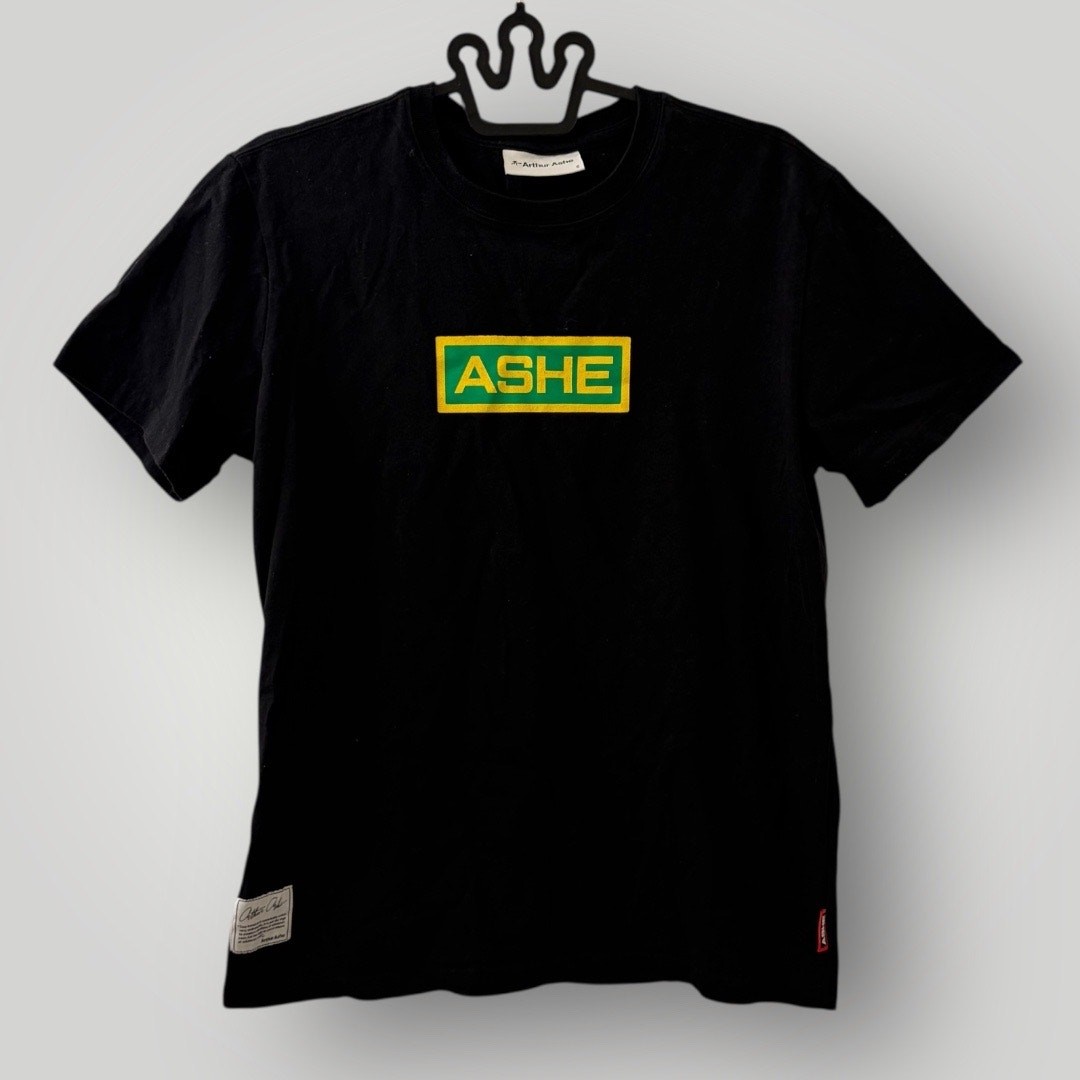 Arthur Ashe T-Shirt Men’s Small Black Logo Graphic Made In Portugal Cotton Tee S