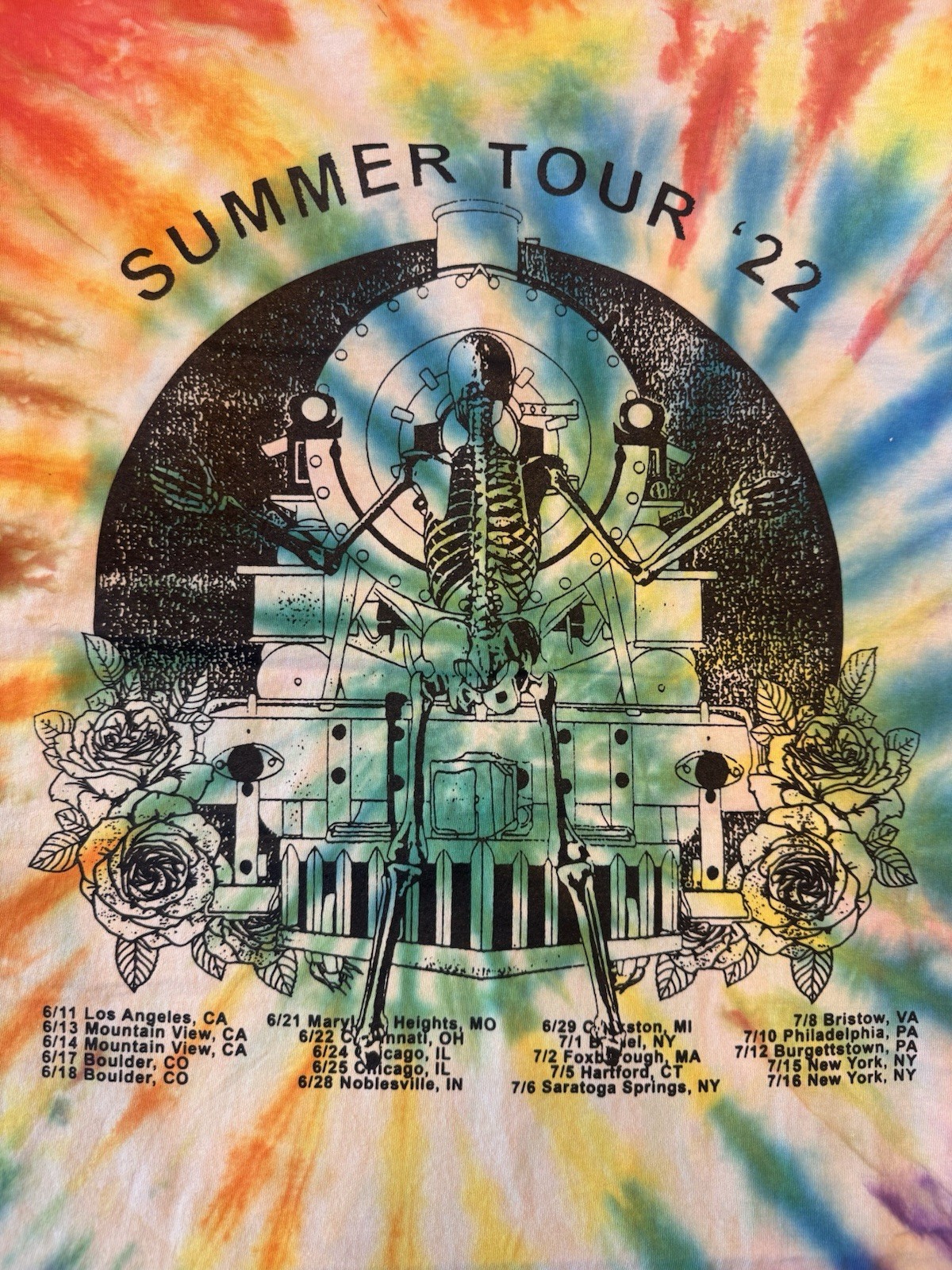 Online Ceramics Summer Tour 2022 Tie Dye RAINBOW T-Shirt Size large BRAND NEW