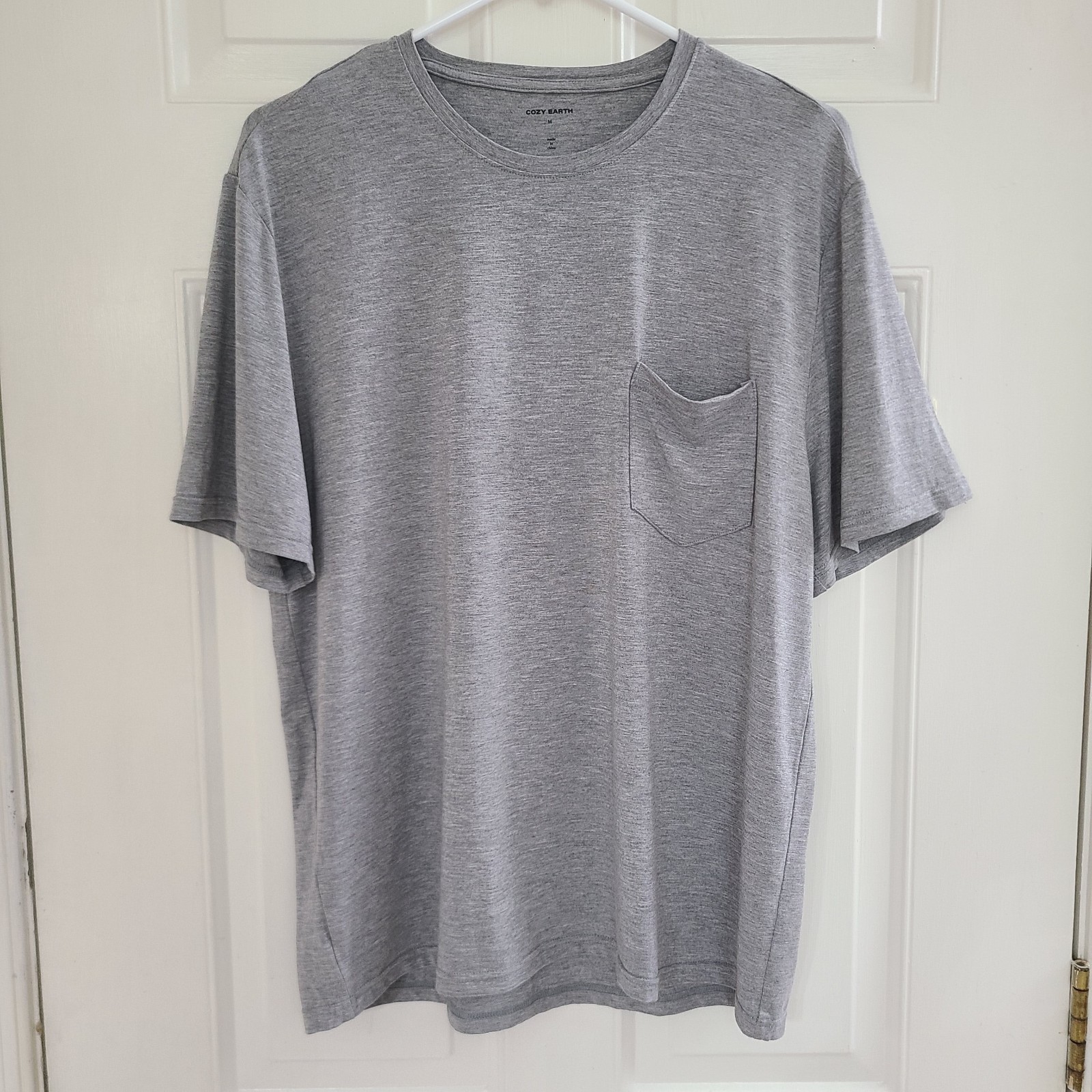 Cozy Earth Men’s Bamboo Stretch Knit Short Sleeve Pajama Tee Shirt Sz M Gray EUC