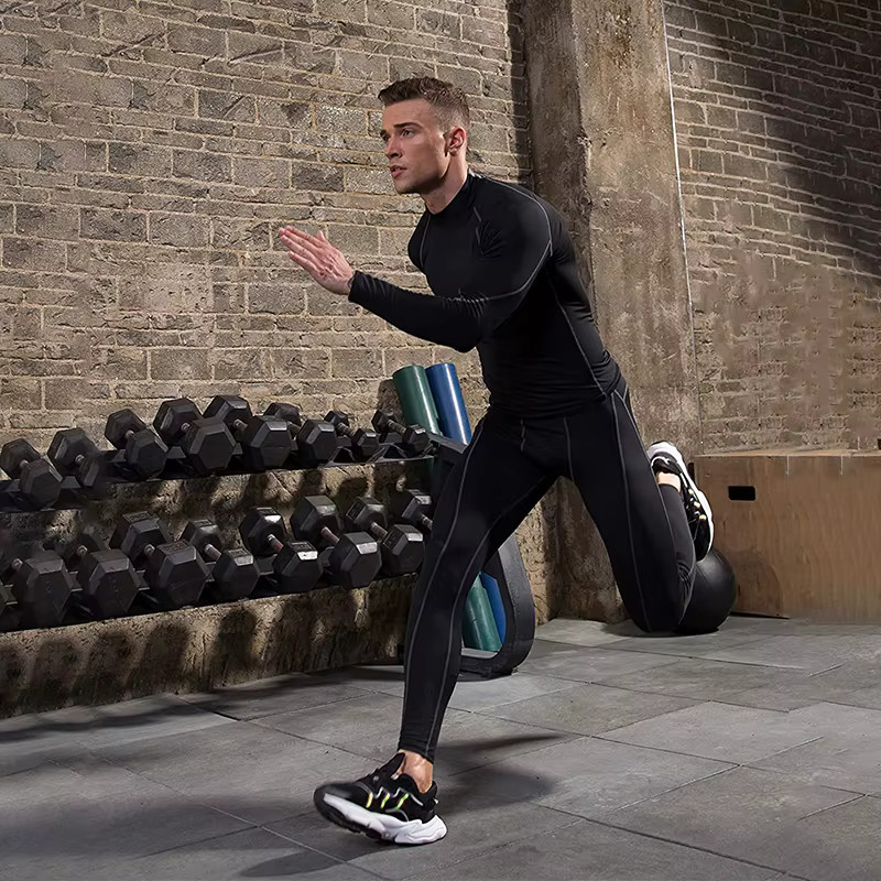 Men T-shirt Quick Dry Bodybuilding Running Shirt Long Sleeve Compression Top Gym