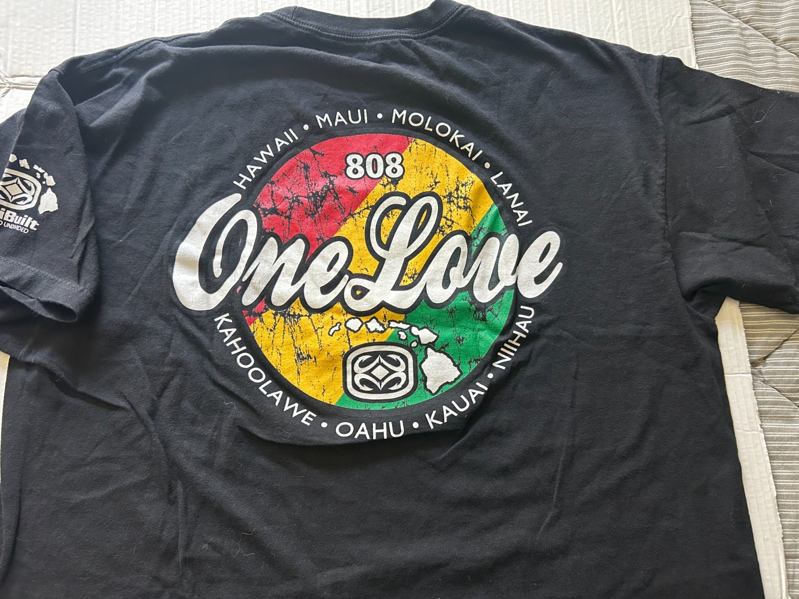 MAUI BUILT 808 ONE LOVE DISTRESSED 2XL BLK SHORT SLEEVE T SHIRT.SEE DESCRIPTION