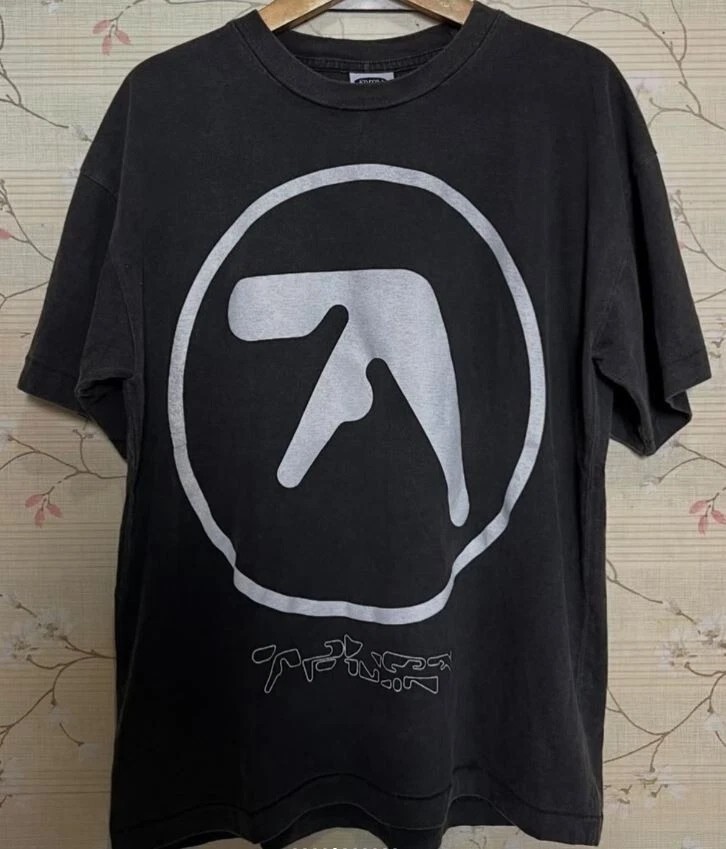 Aphex Twin band Logo 90s Basic black Classic Style T shirt Reprint S-5XL