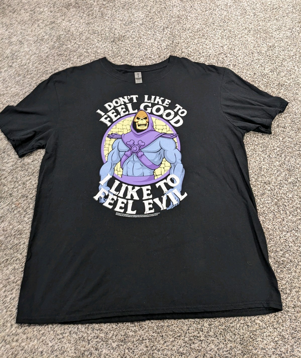 Skeletor I Want To Feel Evil Gildan Softstyle T-Shirt Black Size X-Large MOTU