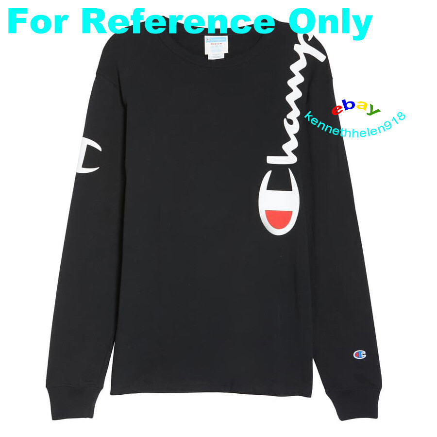 CHAMPION HERITAGE OVER SHOULDER SCRIPT LONG SLEEVE TEE SHIRT BLACK MENS SIZE M