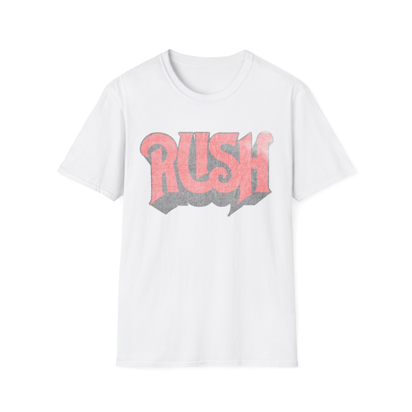 Rush Retro Faded & Weathered Logo White T-Shirt | Vintage 3D Lettering