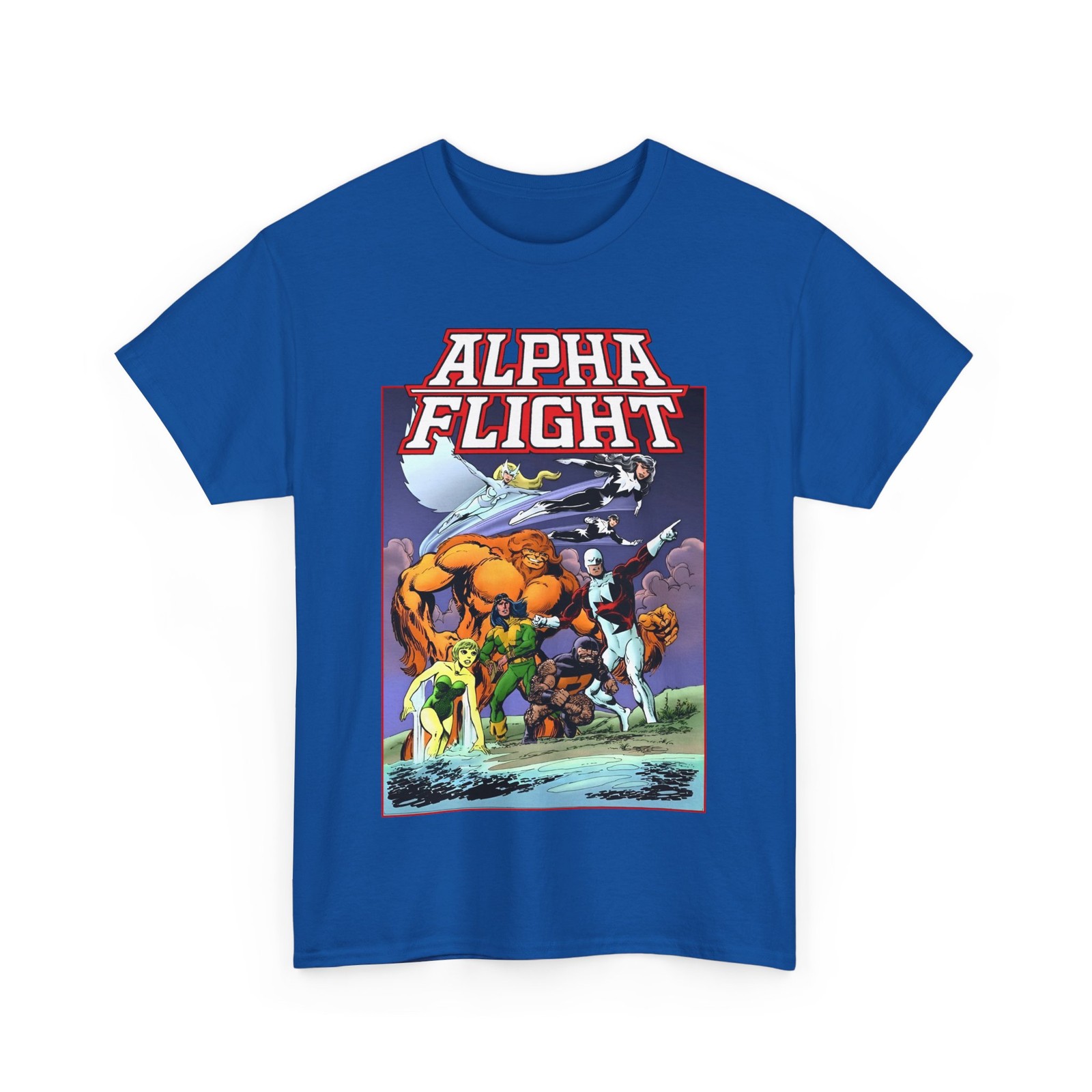 Alpha Flight T-Shirt – John Byrne Art – Guardian, Snowbird, Puck – Marvel Comics