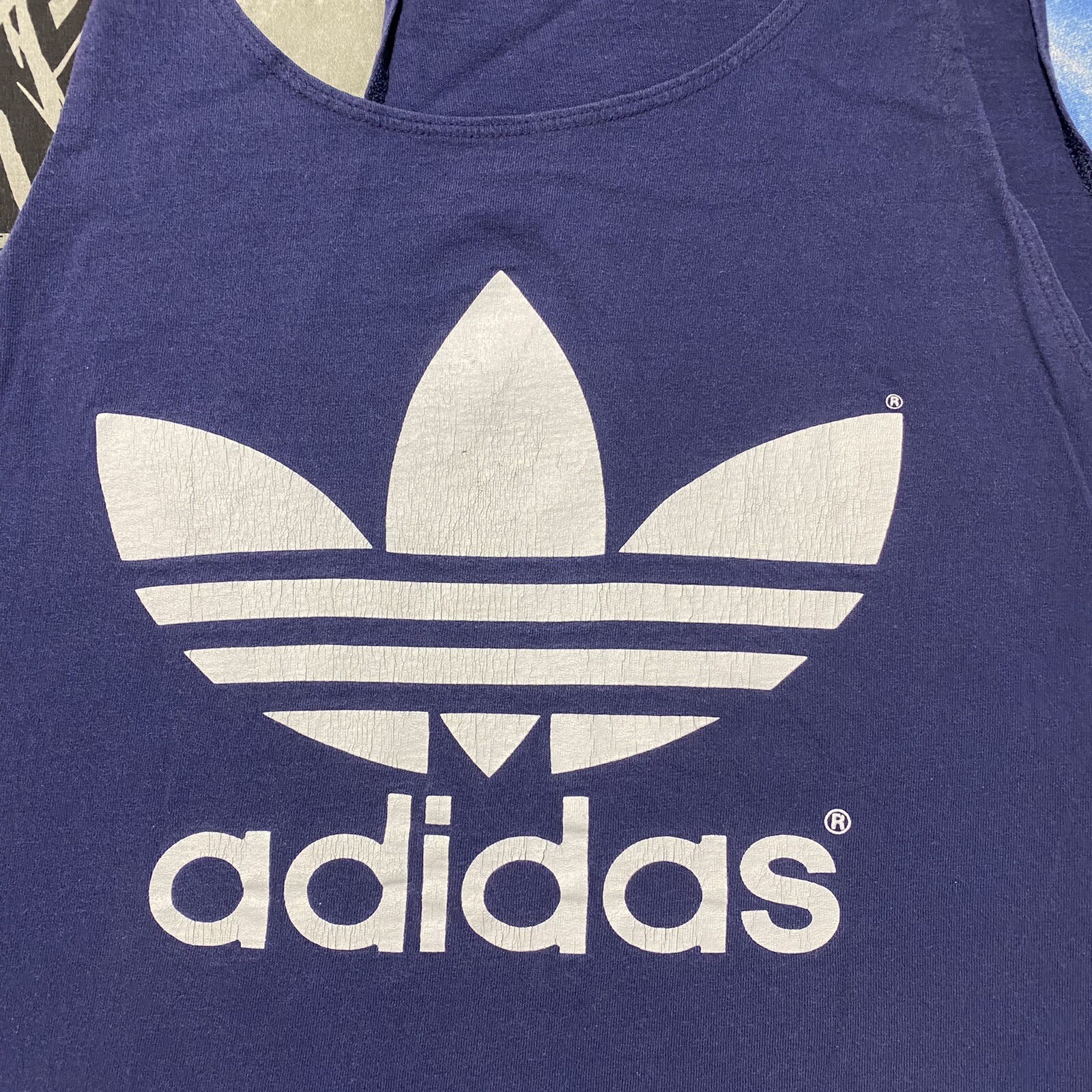 Adidas Spell-Out Tre-Foil Single Stitch Blue Tank-Top XL Size (46-48)