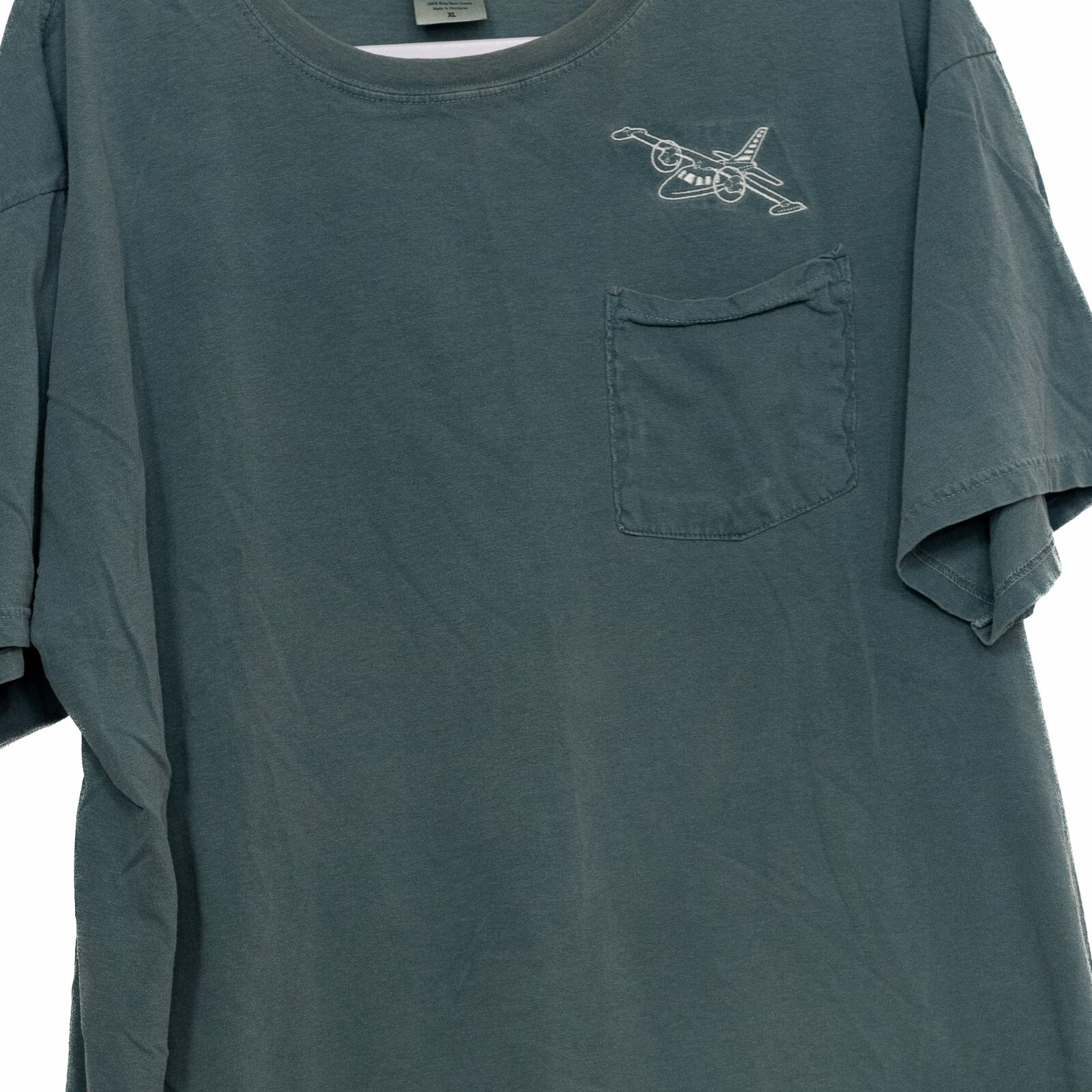 Authentic Pigment Mens Pure Blue T-Shirt Pocket Short Sleeve Round Neck Size XL