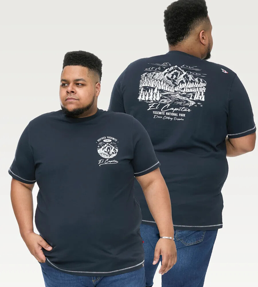 D555 Duke Big Mens Yosemite Printed T-Shirt Navy 2XL 3XL 4XL 5XL 6XL (601608)