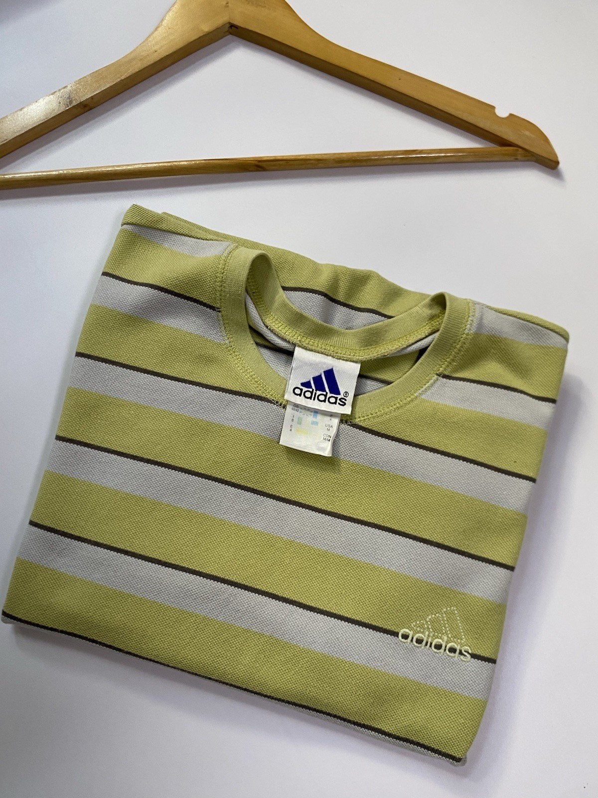 Vintage 2002 Adidas Striped Pique T-Shirt 🧃