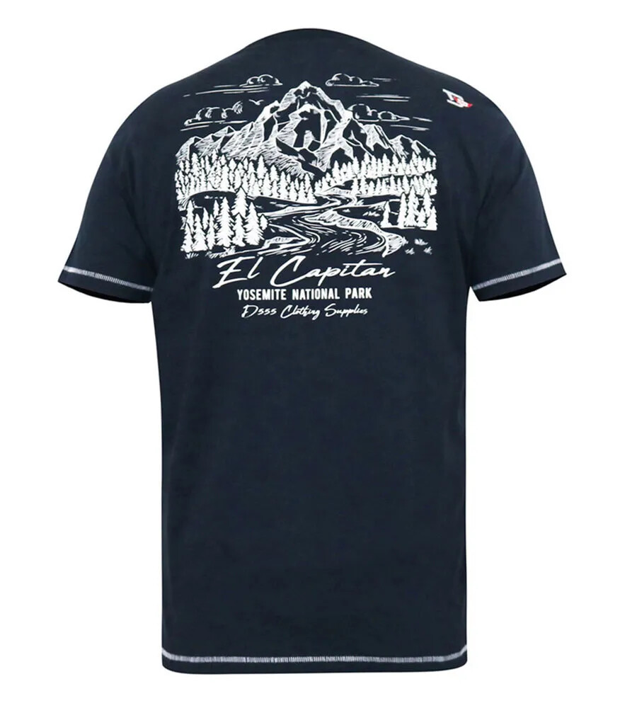 D555 Duke Big Mens Yosemite Printed T-Shirt Navy 2XL 3XL 4XL 5XL 6XL (601608)