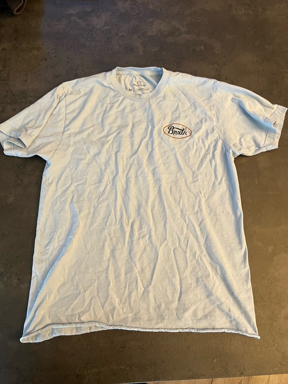 Brixton Men’s White Solid Knit Cotton Crew Neck Short Sleeve Logo T-Shirt M