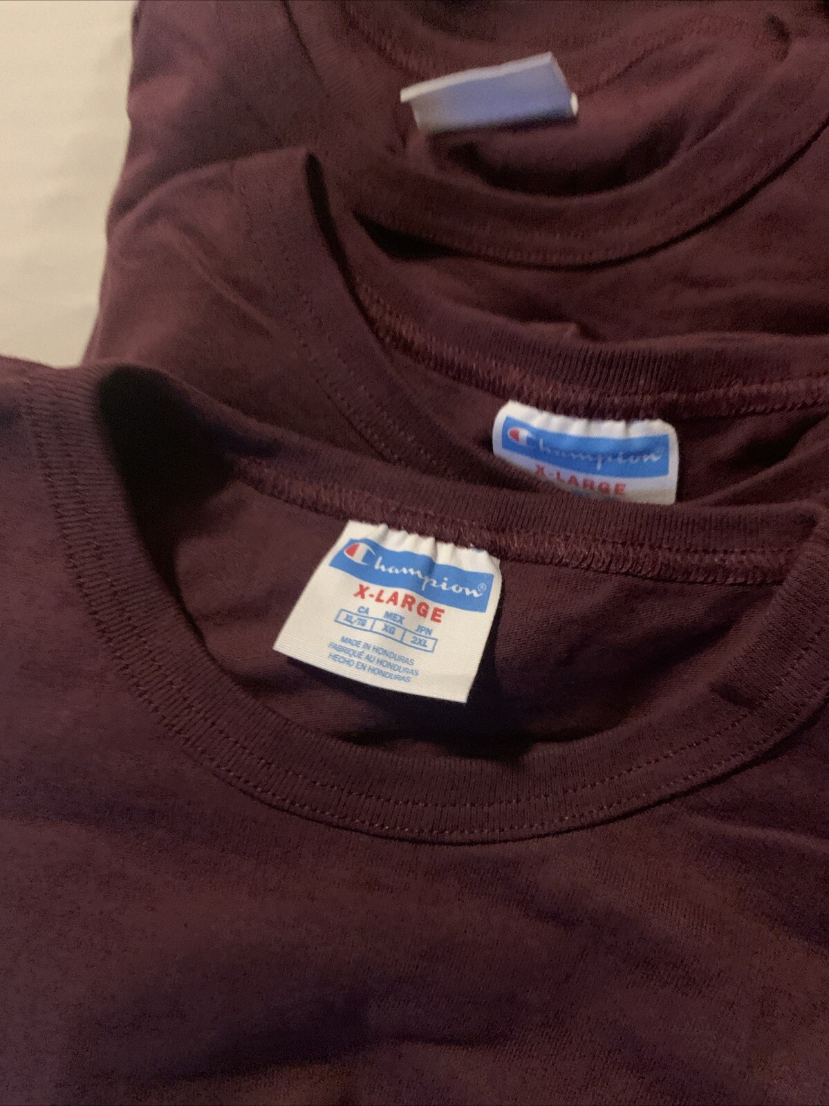 VTG Champion Maroon Plum Heavy Weight Cotton TShirt EXTRA LARGE Unisex Lot Of 12