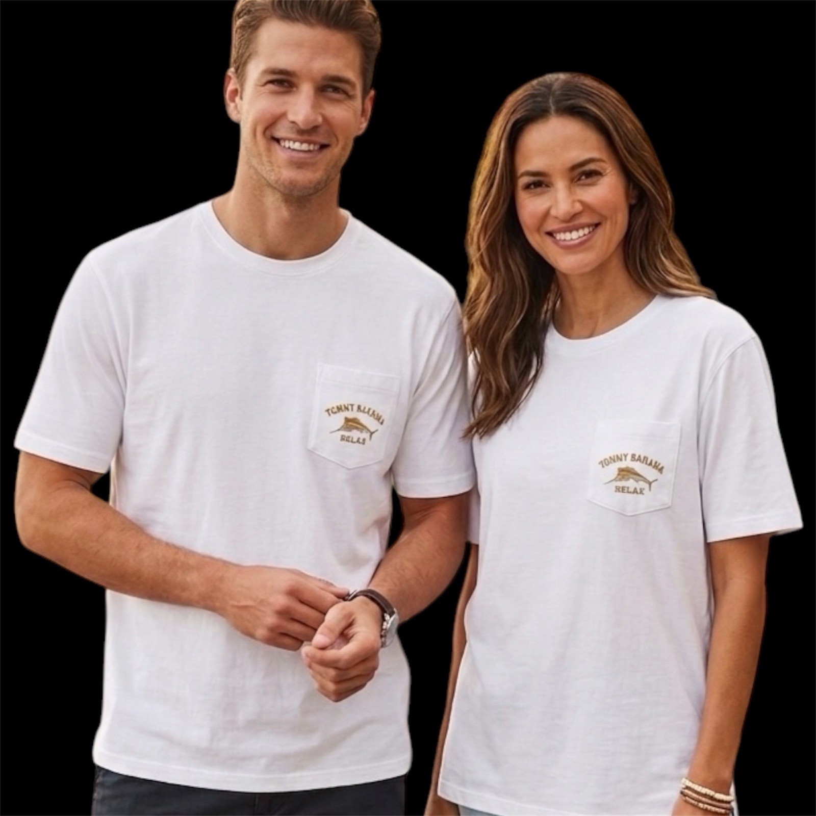 $48 TOMMY BAHAMA Embroidered Logo WHITE Relaxed Fit Short Sleeve Pocket T-shirt