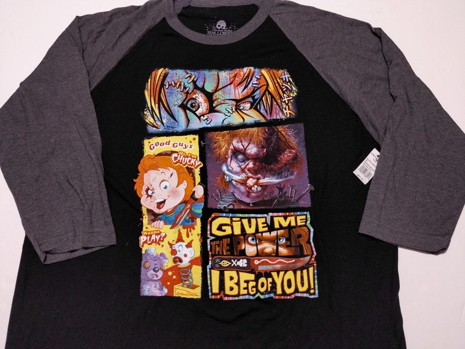 UNIVERSAL Halloween Horror Knights Chucky Raglan Shirt 2023 Artist XL ~ New