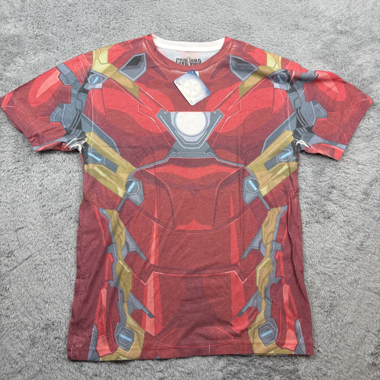 Marvel Civil War Iron Man Shirt Mens Large Graphic Haunted Flower Tee New Tag
