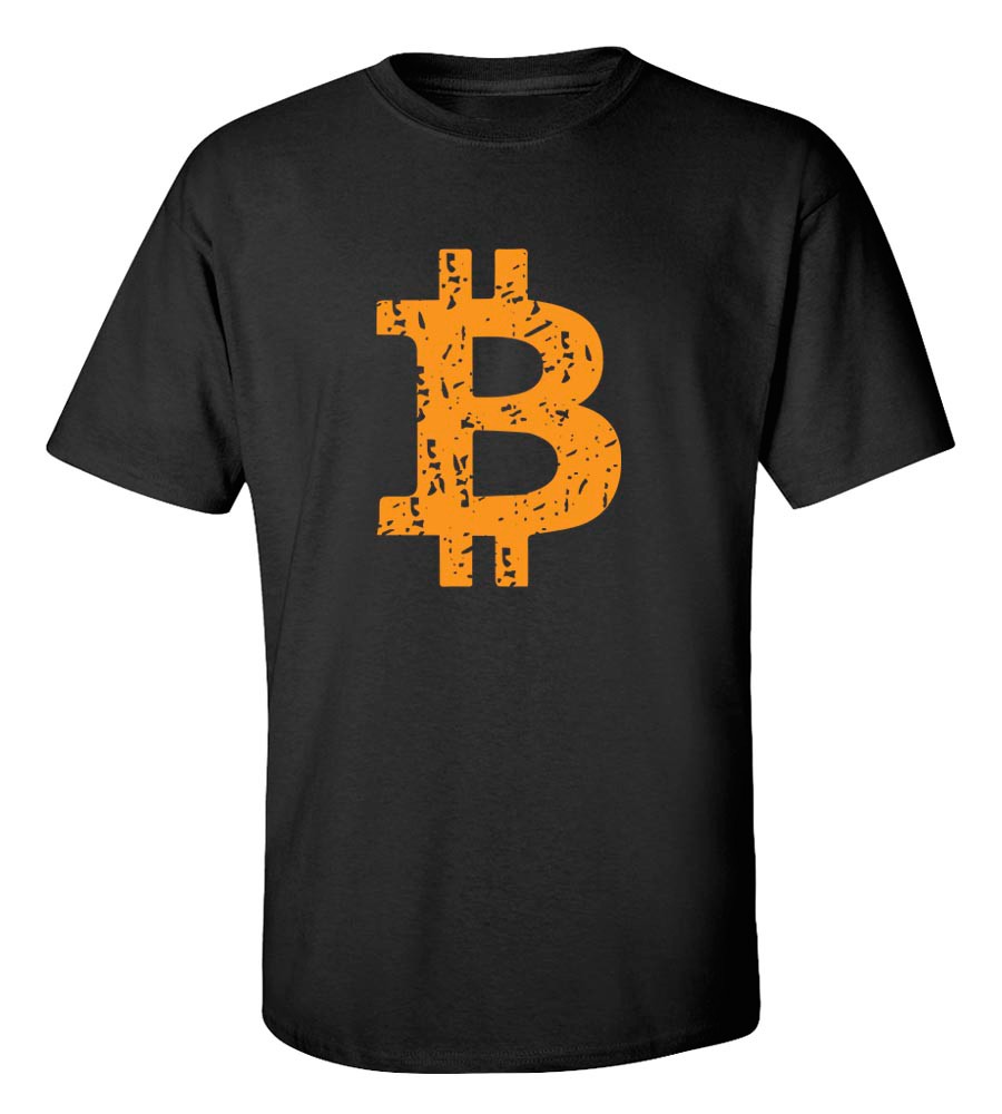 Crypto Bitcoin Distressed T-Shirt Symbol Tee Blockchain Investor Apparel
