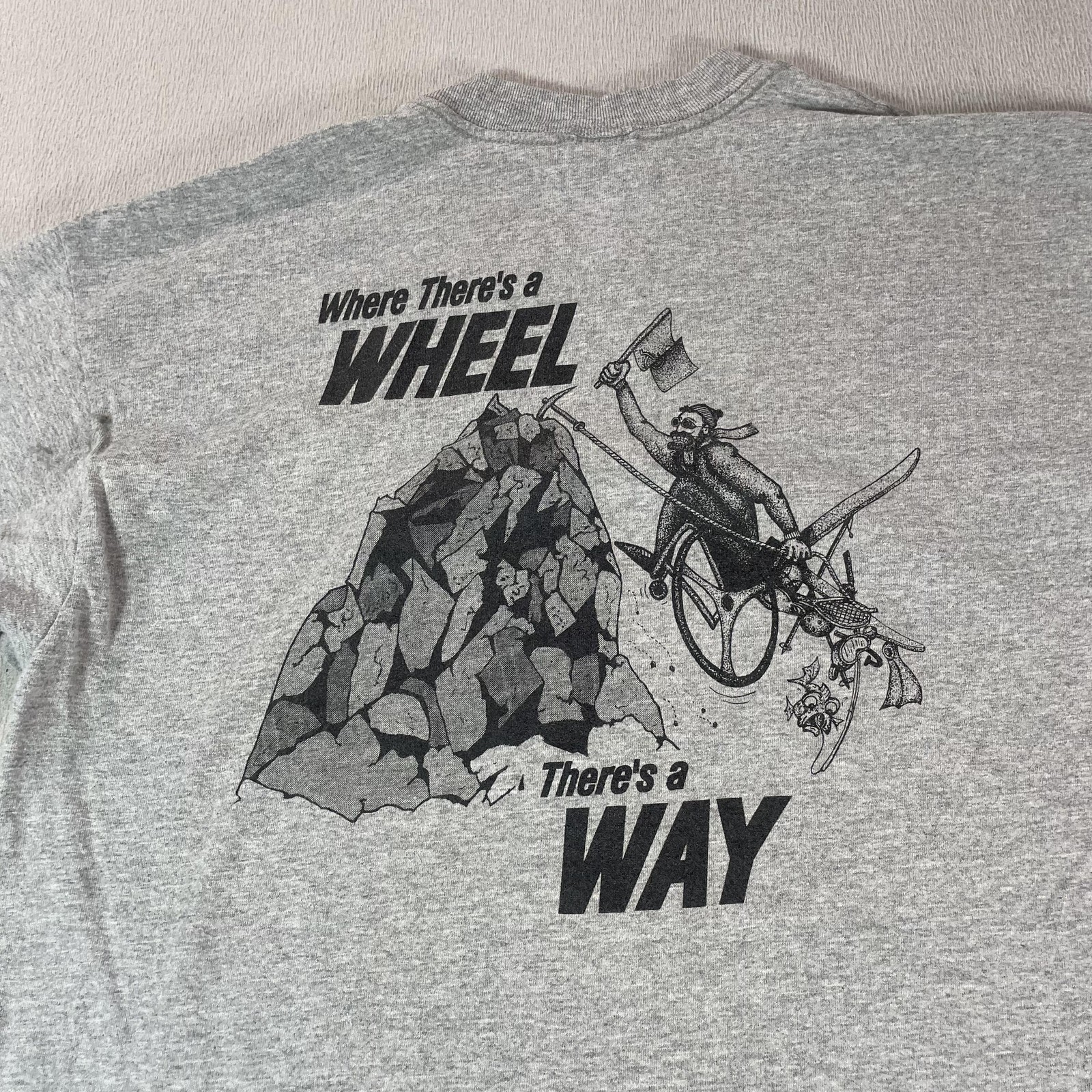 Vintage Wheelchair Shirt Mens XL Gray Single Stitch Graphic Way Motivational
