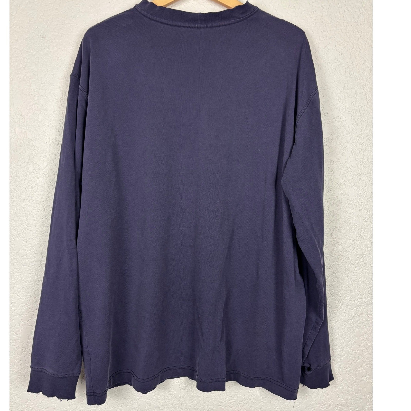Carhartt FR Flame Resistant Long Sleeve Pocket T-Shirt Navy Blue Distressed Mens