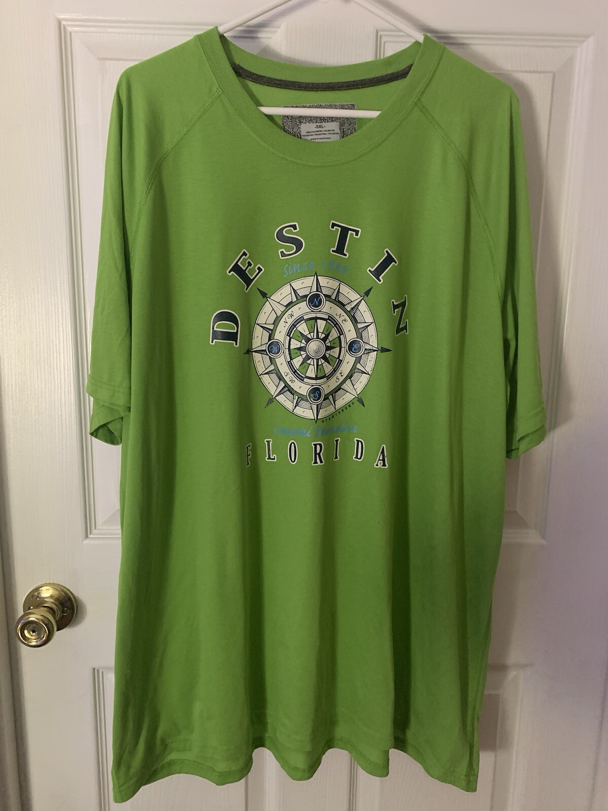 Destin Screen Printed T Shirt Green 3X Anvil Brand Double Stitched