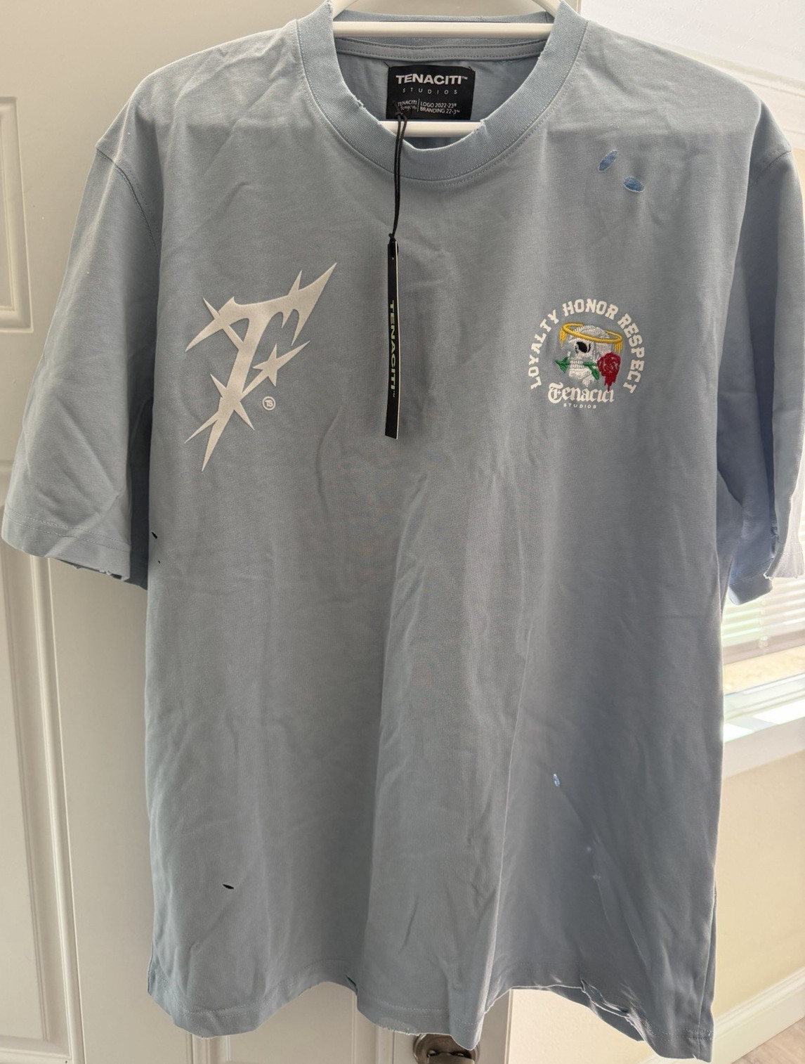 Tenaciti Studios Men’s Blue Graphic Logo Crew Neck Short Sleeve T-Shirt 2XL