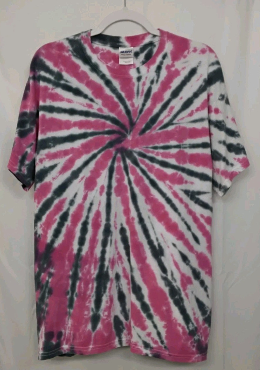 New Tie Dye Men’s T-Shirt Pink Gray Adult Large Multicolor Summer Spiral Swirl