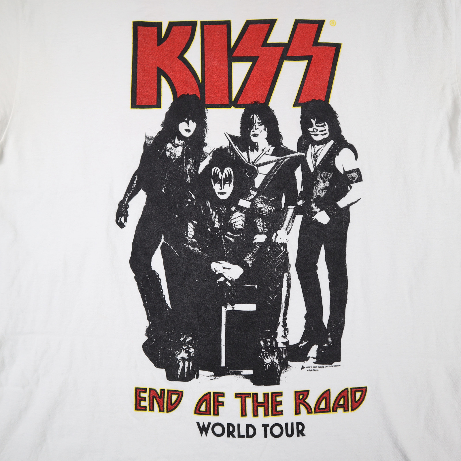 Kiss End Of The Road Mens Graphic T-Shirt White Short Sleeve Crew Neck