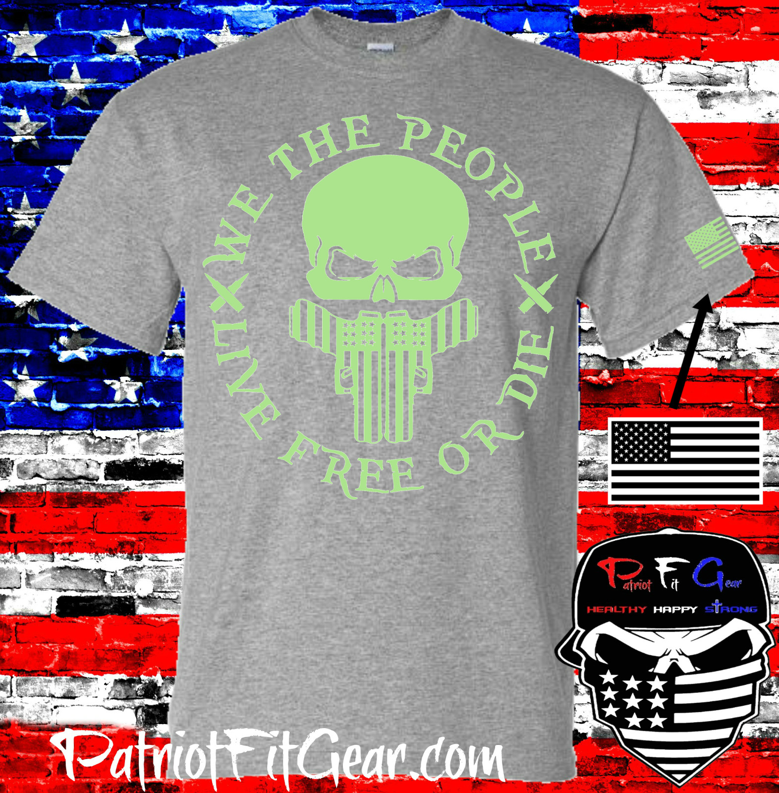 t-shirt, We Teh People, Live Free Or Die, Gun Rights, Skull,Patriotic,Custom tee