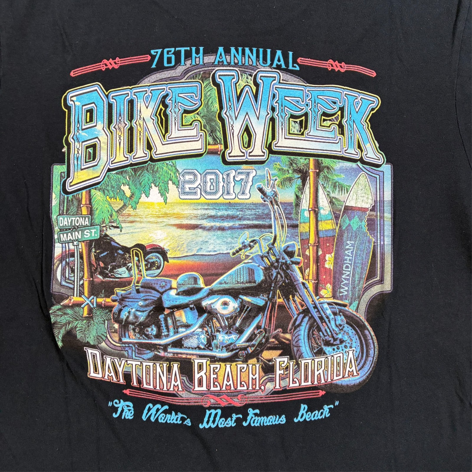 Bike Week 2017 Daytona Beach Florida Graphic T Shirt Mens Size Large Black