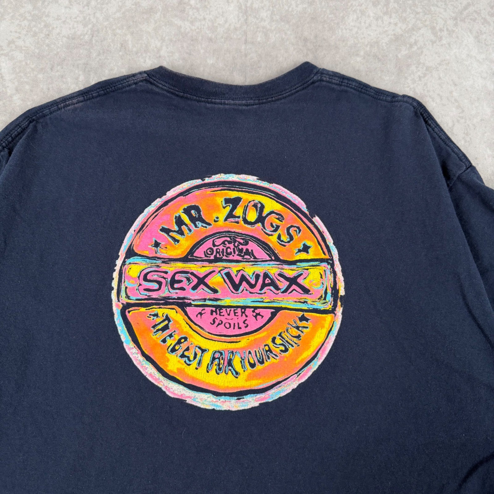 Mr Zogs Sex Wax T Shirt Navy Blue Surf Skate Graphic Tee