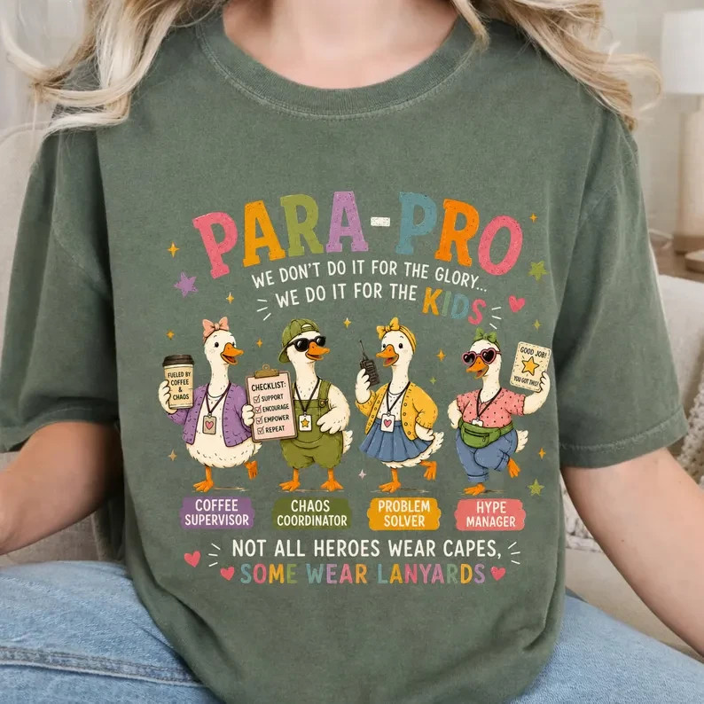 Paraprofessional Shirt Para Pro Teacher Assistant School Staff Gift Duck Tee