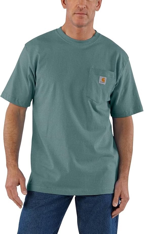 XL Sea Pine Heather Carhartt Men’s Loose Fit Short Sleeve Heavyweight Pocket Tee