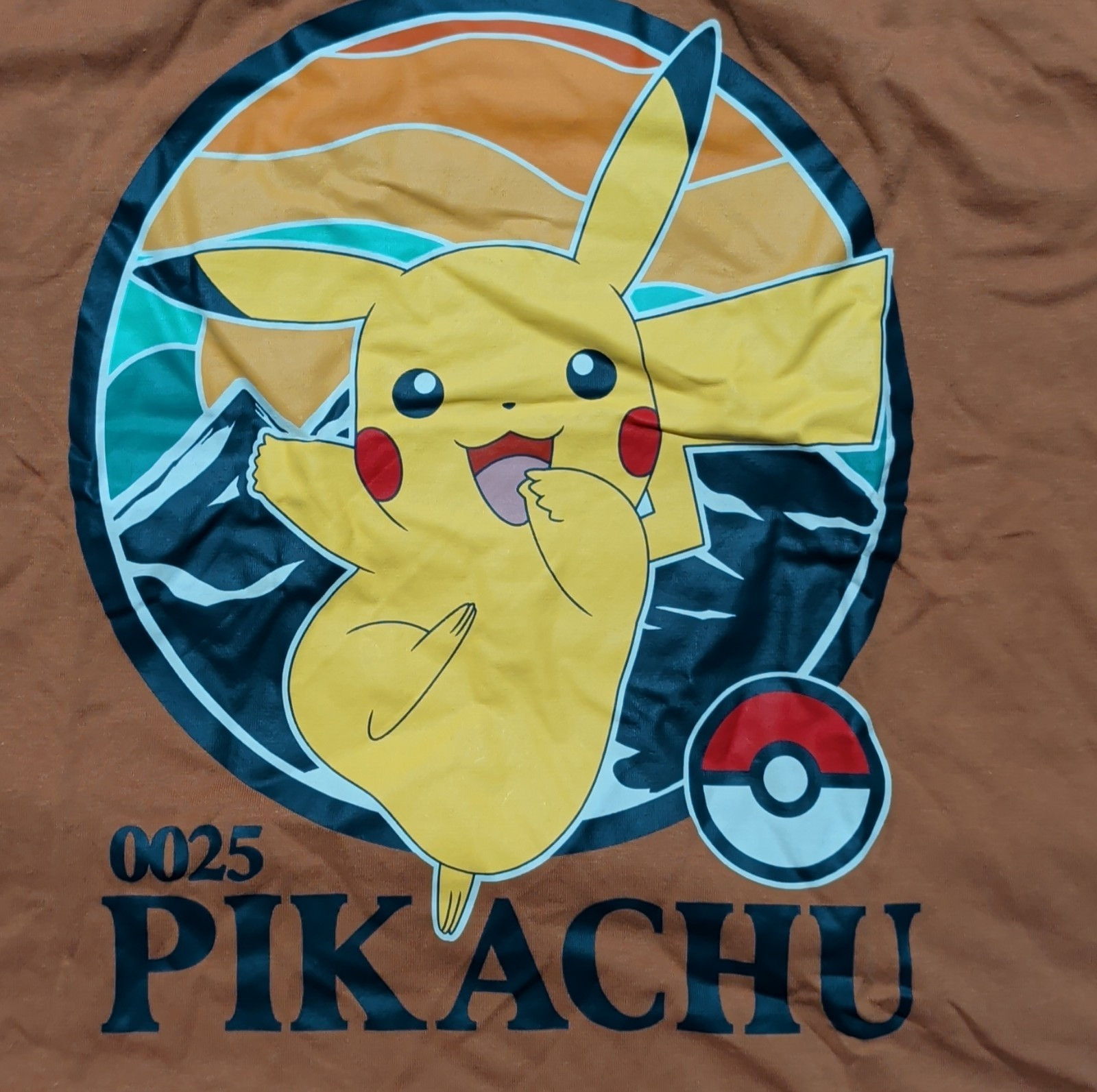 Pokémon Pikachu Kid’s Brown Graphic Print Crew Neck Short Sleeve T-Shirt XXL NWT