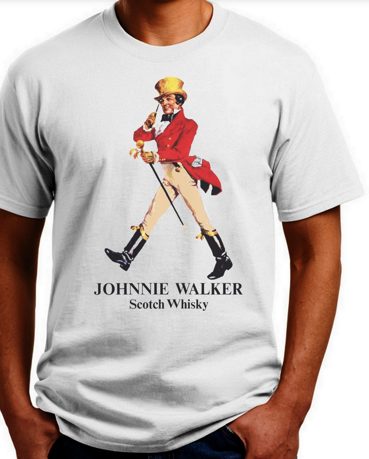 Johnny Walker Scotch T-shirt.Gray,Khaki,White,Yellow. S-XXXL Free Ship to USA