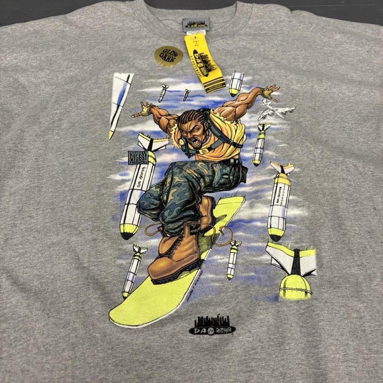 Vintage 90s Da City Bomb Streetwear NYC Glow In Dark Comic Tee Y2K Hip Hop 2XL