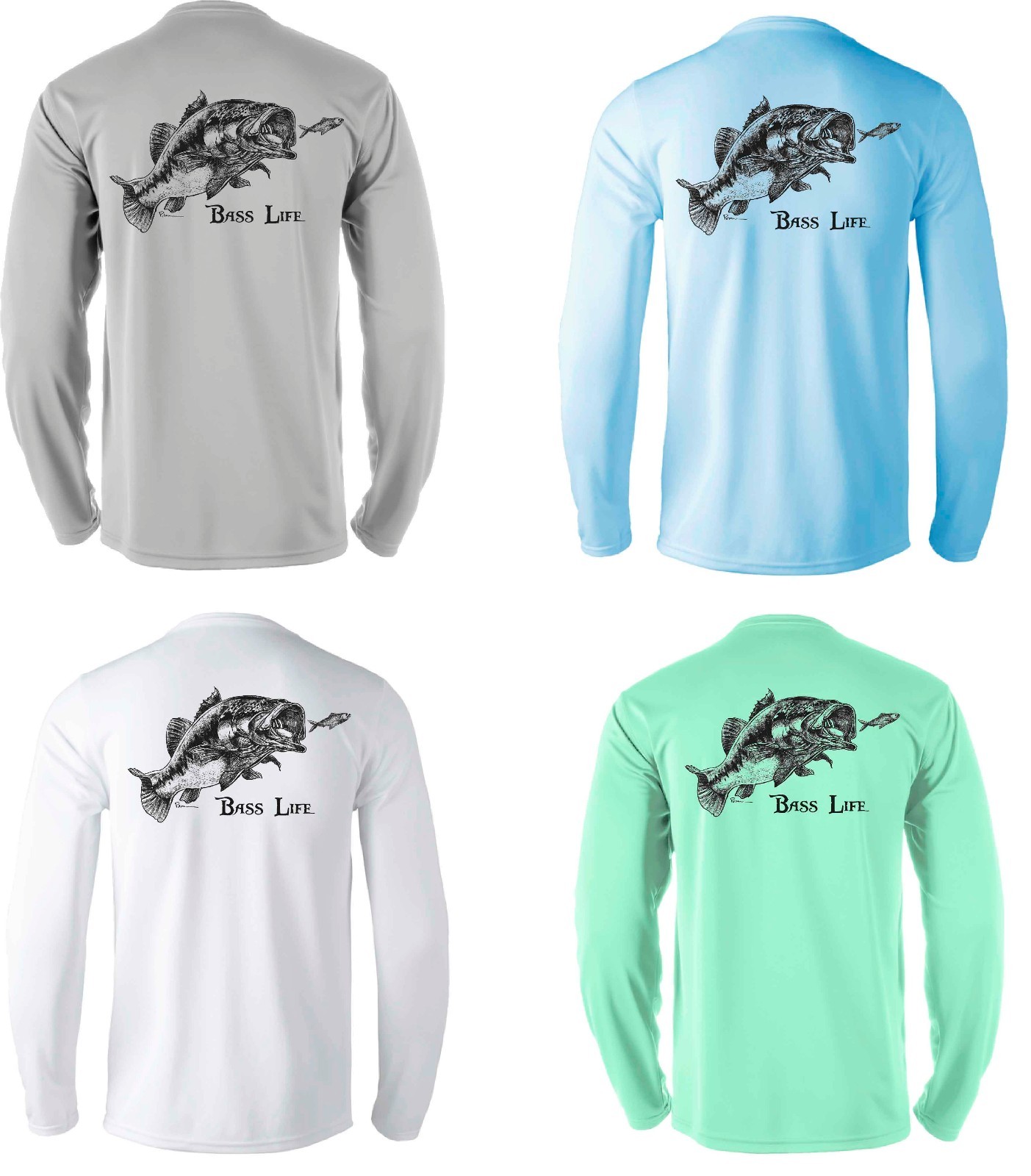 Long Sleeve Microfiber Fishing Boating UPF Sun Protection Bass Shirt