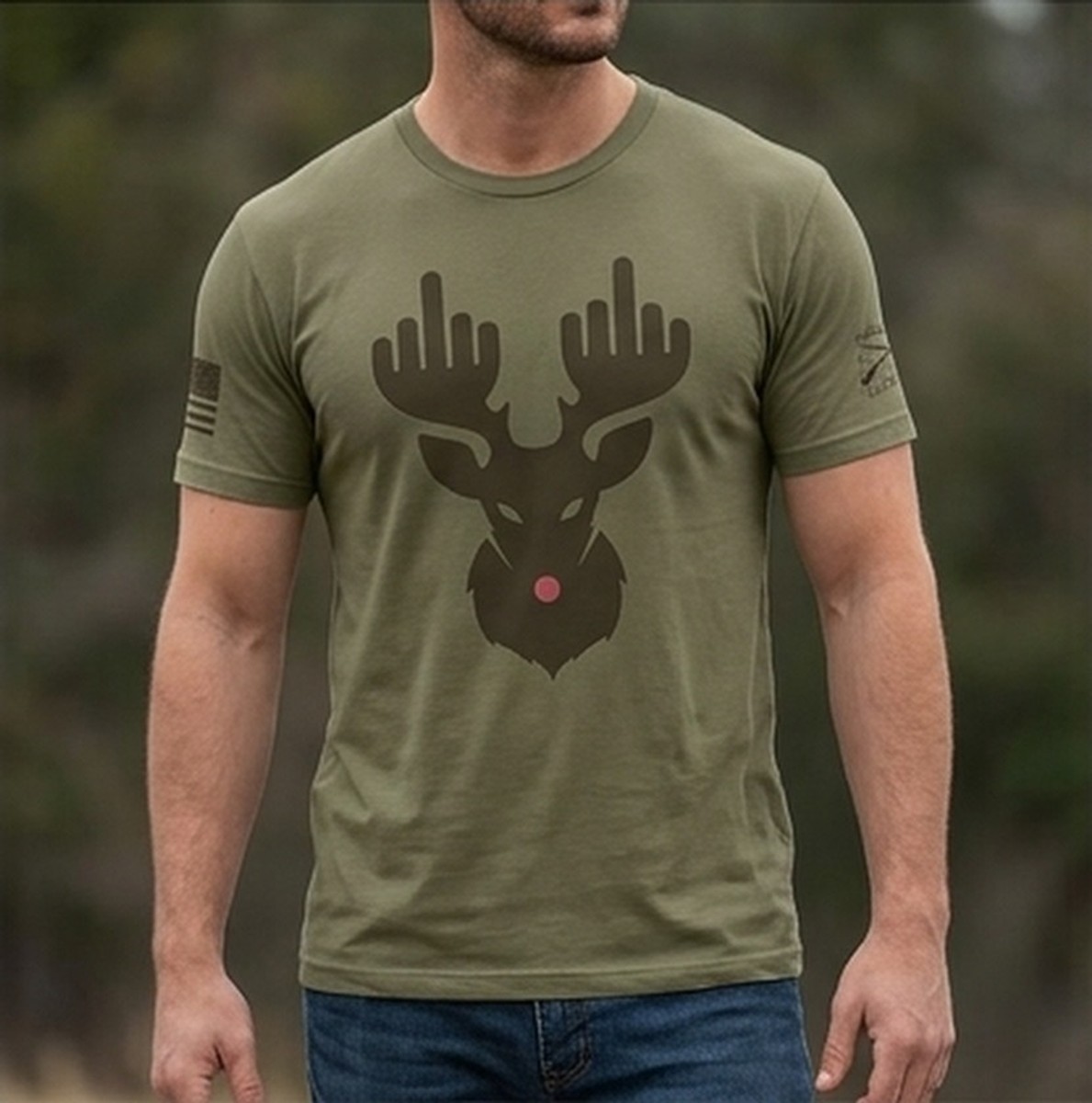 Reindeer Middle Finger Graphic T-Shirt