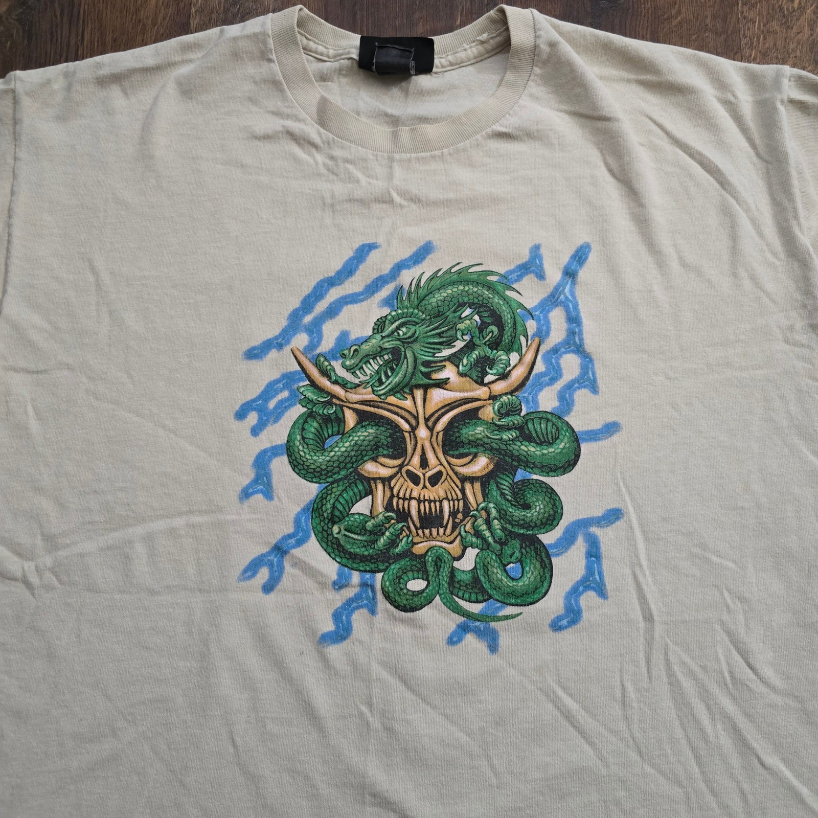 Mens No Boundaries Graphic T-Shirt Dragon Skull Lightning Bolt xl Y2K