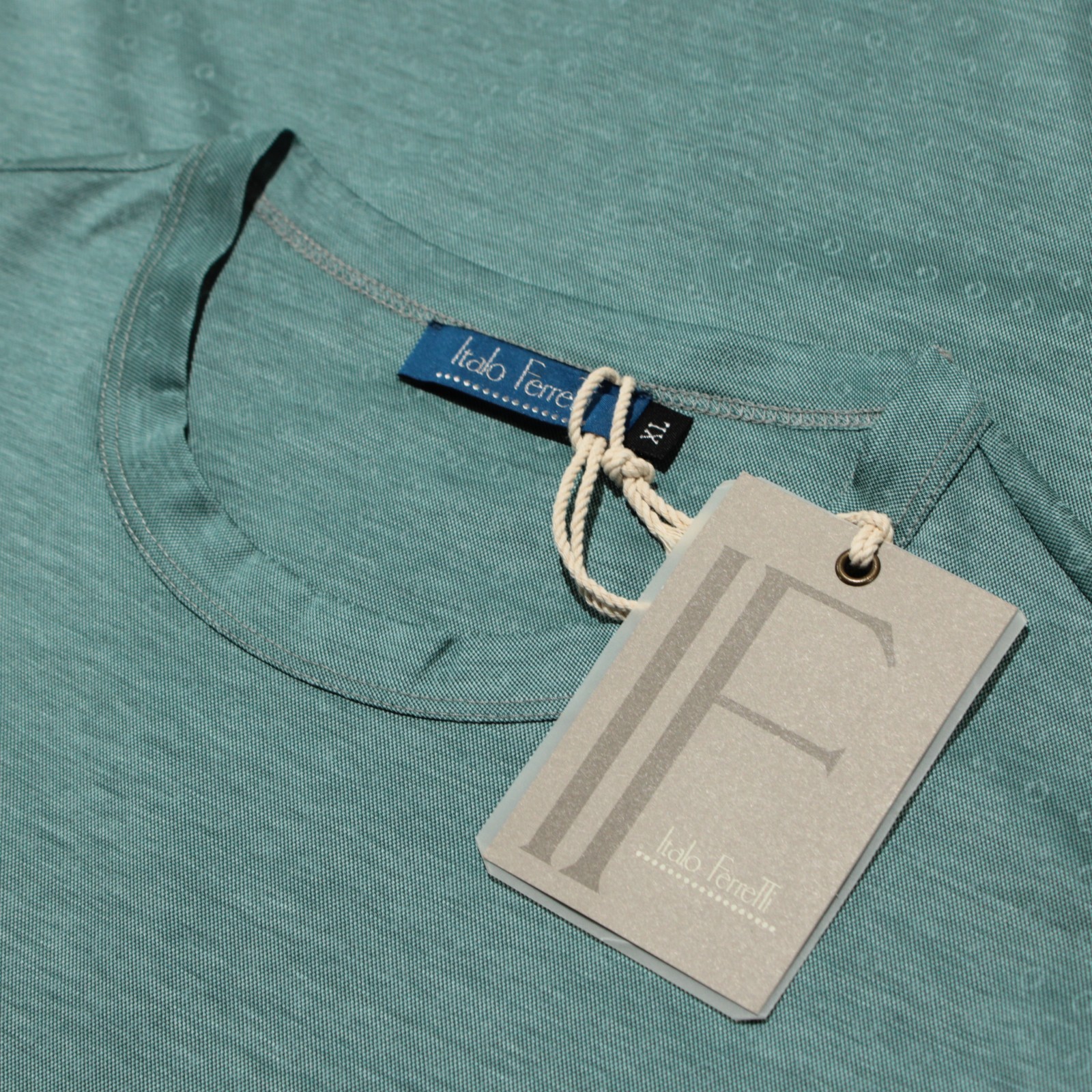 Italo Ferretti NWT Short Sleeve Crew Neck T-Shirt Size XL in Green 100% Cotton