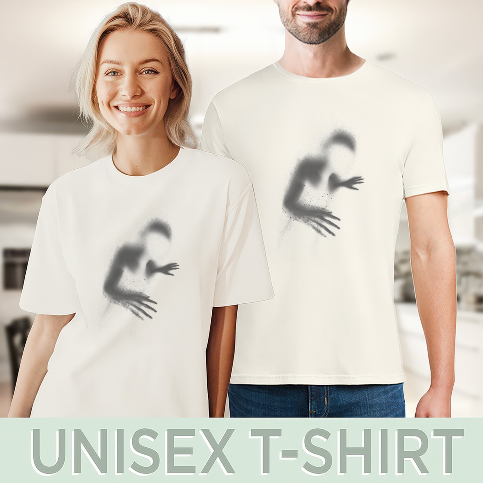 Abstract Powder Figure Graphic Tee Artistic Monochrome Design