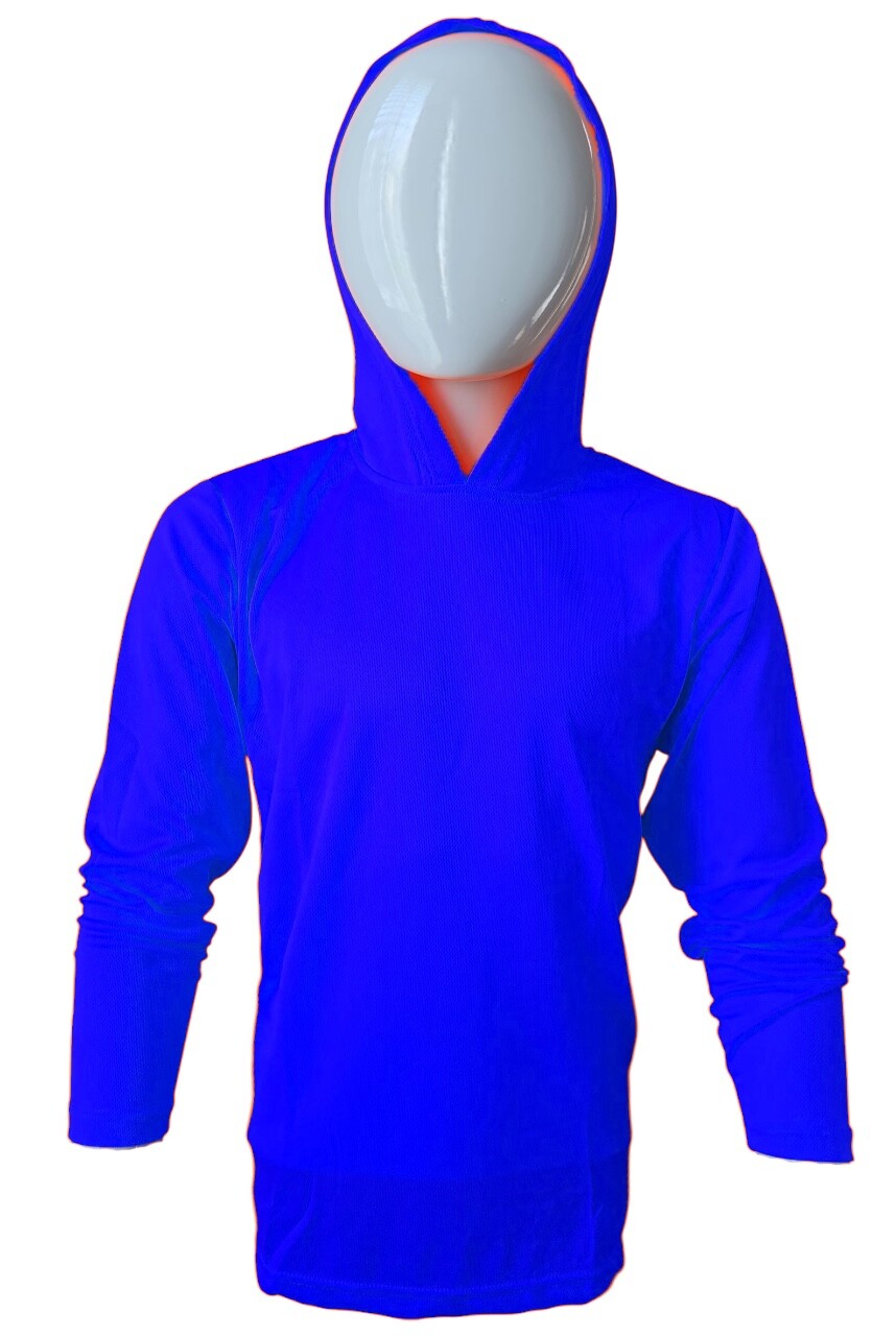 DRI-FIT Hoodie Long Sleeve T-Shirts, UPF 50+ Sun Protection Hooded ROYAL BLUE