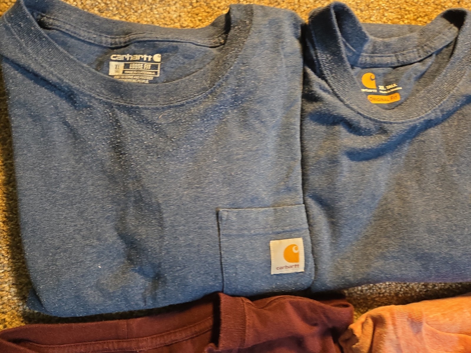 Carhartt T-Shirt Lot Of 7 Original Fit & loose Fit Size XL TALL W/Pockets