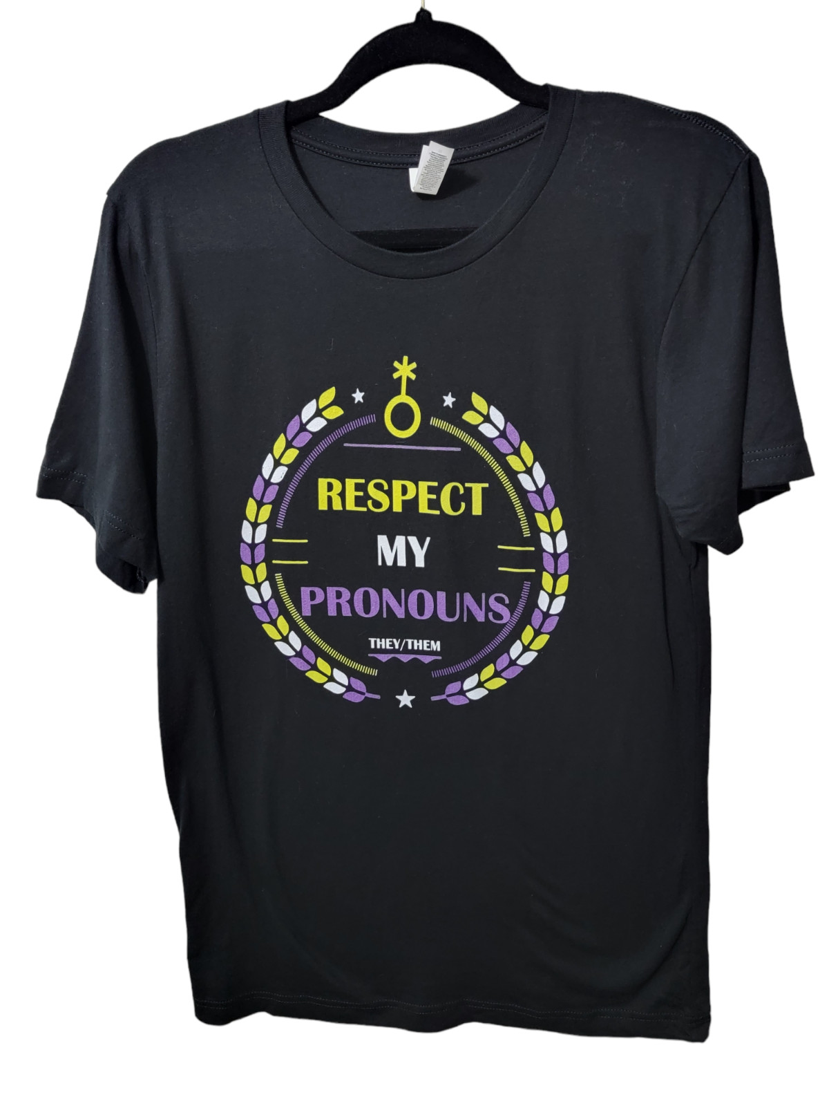 They/Them Respect My Pronouns T-shirt Black, Green, Purple Adult Size Medium