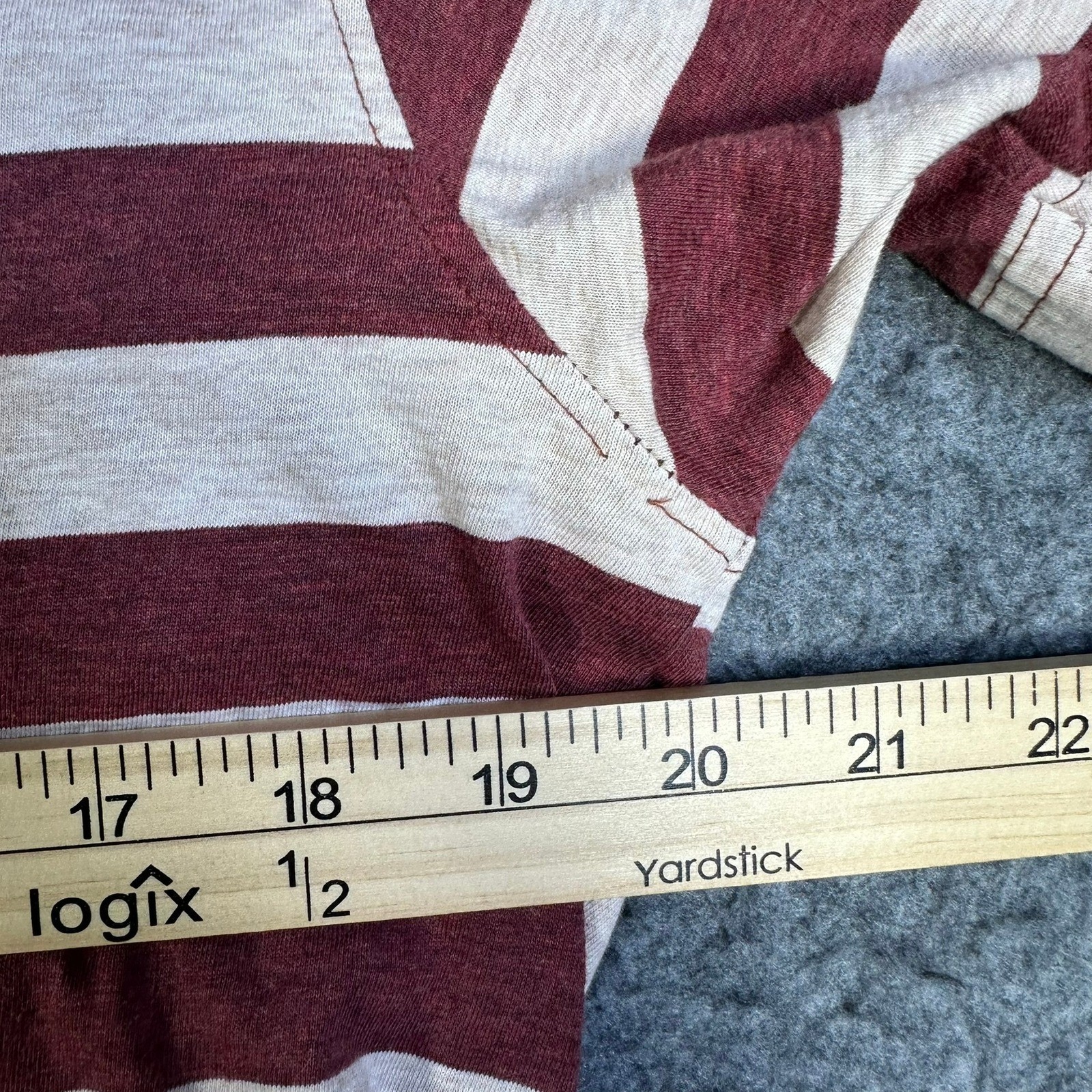 Adolfo Dominguez Mens Striped Pocket T-Shirt Red White Large Short Sleeve