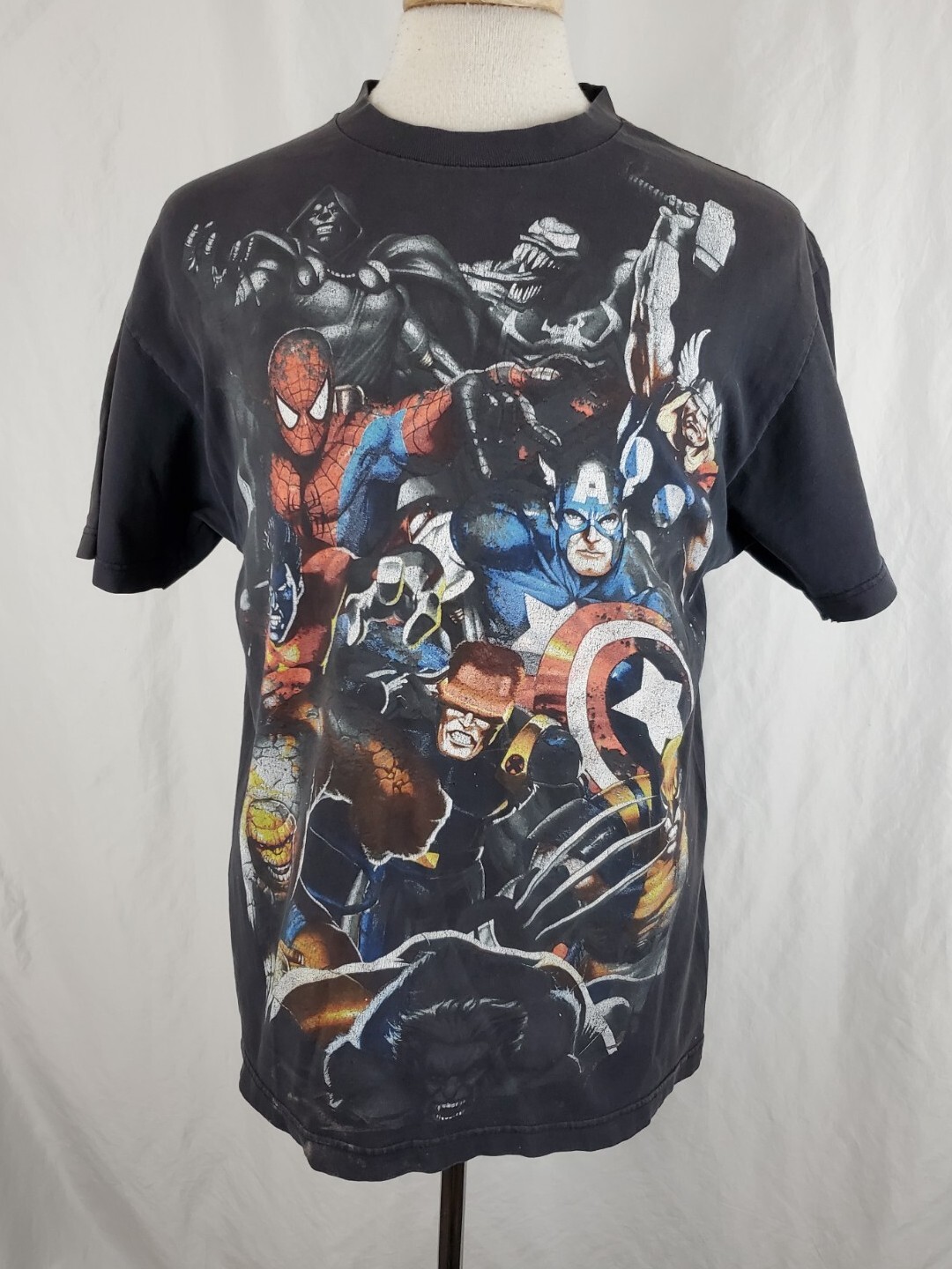 Marvel Universe T-Shirt Mens Large X-Men Spiderman Thor Venim Super Hero, Y2K